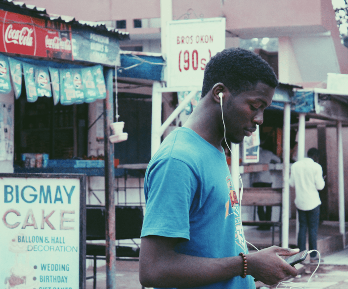 Young man at store